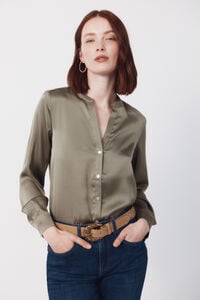 Cortefiel Printed satin mandarin shirt