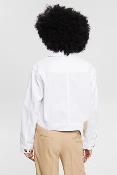 Cortefiel Short cotton denim jacket White