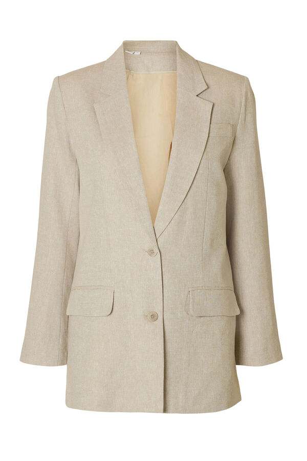 Selected Femme Blazer de linho com ajuste relaxado Castanho