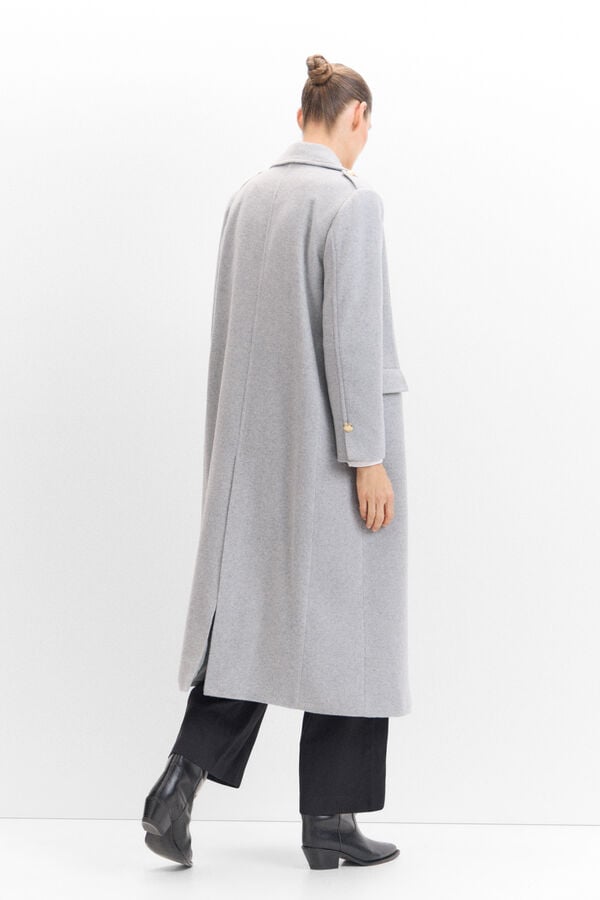 Cortefiel Long military coat Grey