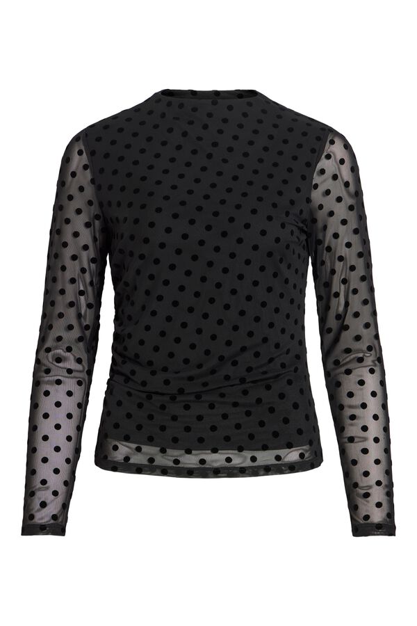 Vila T-shirt de tule com bolinhas Preto