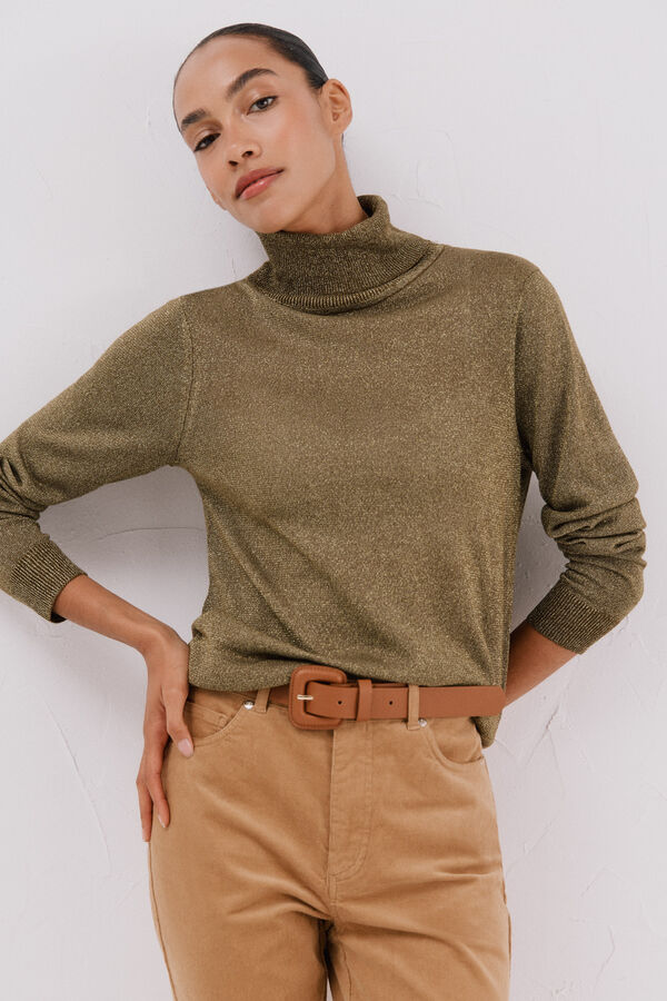 Cortefiel Fine lurex sweater Green