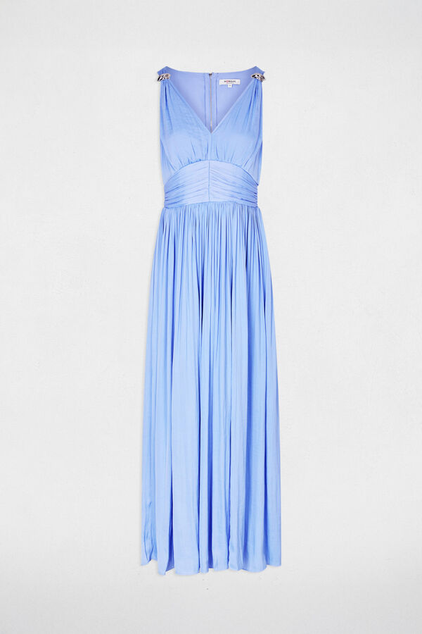 Morgan Vestido comprido com decote em V Azul