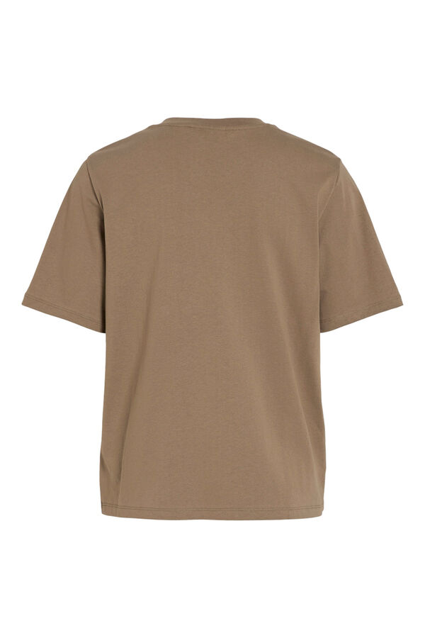 Cortefiel Camiseta de manga corta de algodón orgánico Tabaco