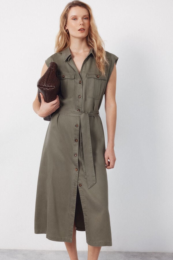 Cortefiel Tencel cargo dress Kaki
