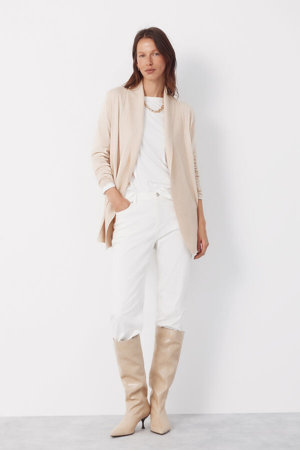 Cortefiel Cardigan with shawl neckline Beige