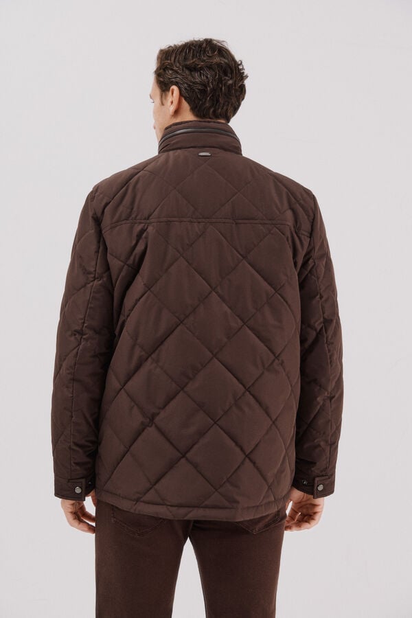 Cortefiel Diamond quilted jacket Dark brown