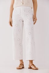 Cortefiel Embroidered trousers White