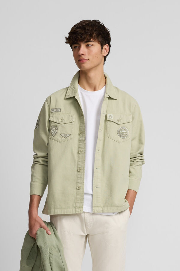 Silbon Sobrecamisa desgastada parches Verde
