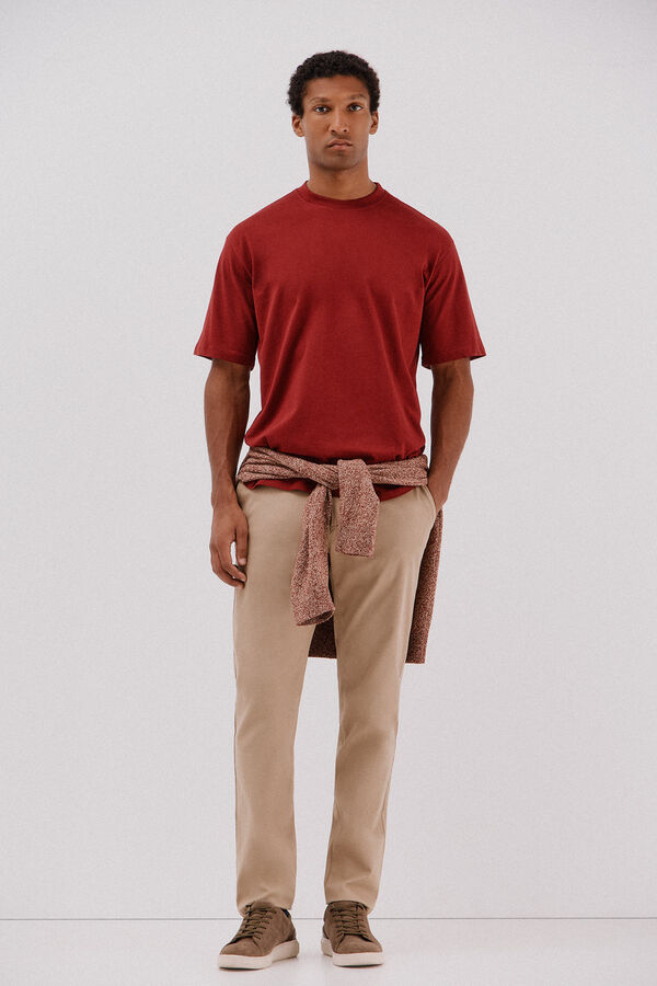 Cortefiel Basic T-shirt Maroon