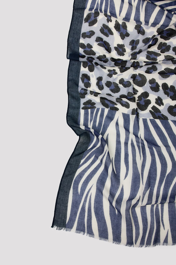 Cortefiel Animal print combination scarf Printed blue