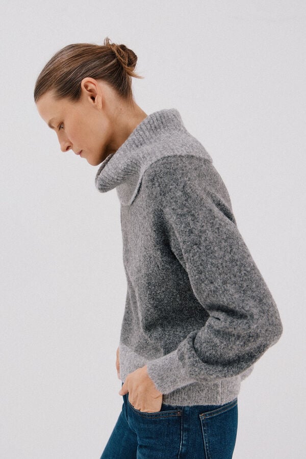 Cortefiel Combined knit jumper Grey