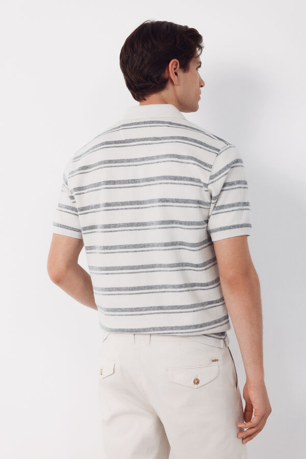 Cortefiel Striped structure polo shirt White
