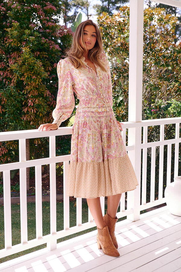 Jaase Vestido midi estampado Serenade Subiu