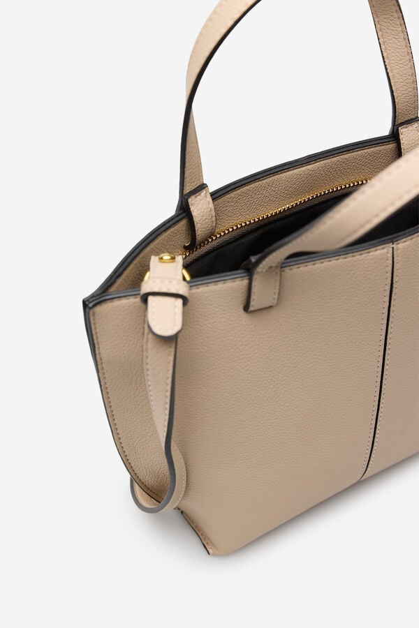 Cortefiel Mini sacola de compras com costura Tostado