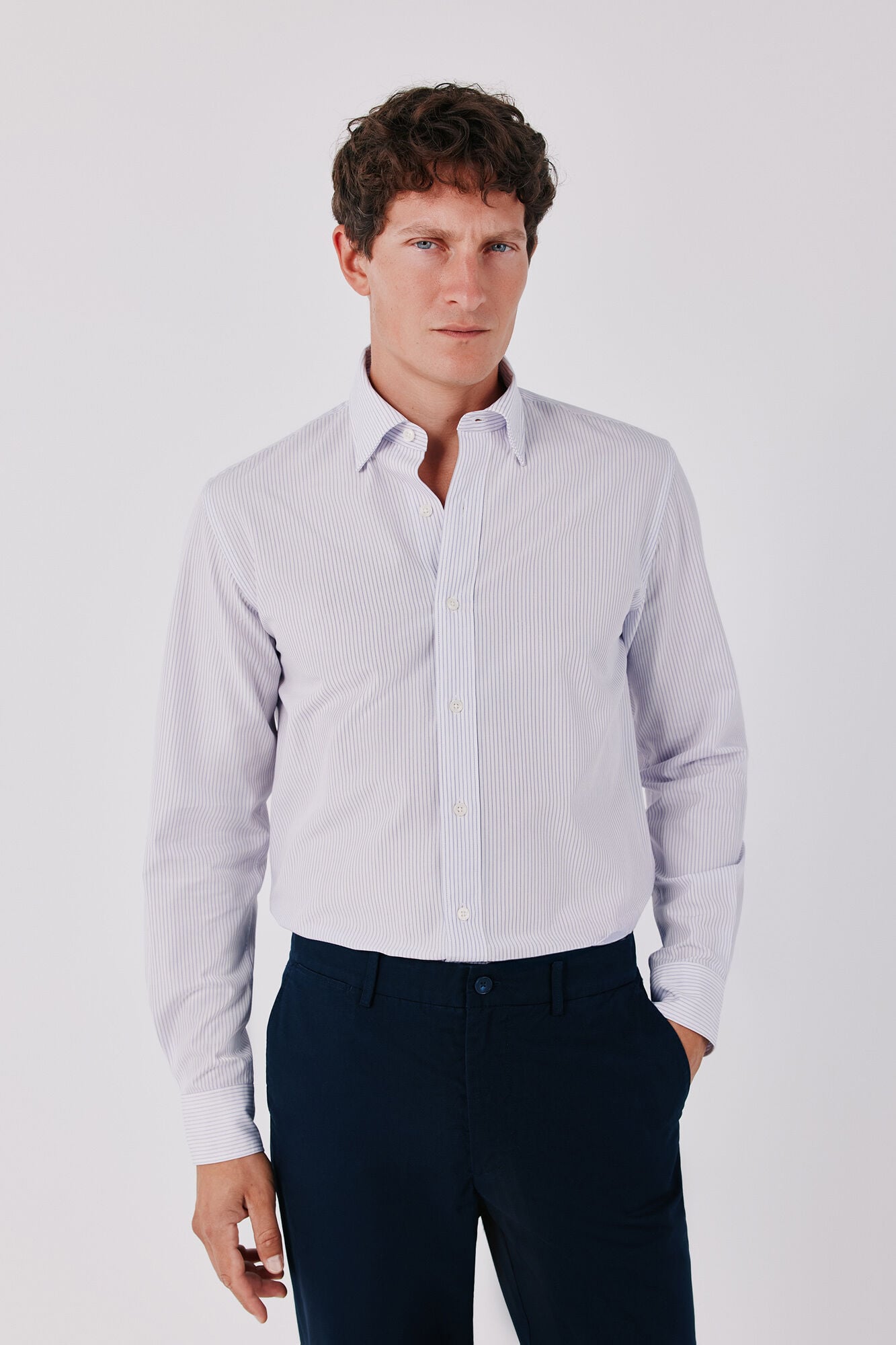 Cortefiel Striped cotton tencel shirt