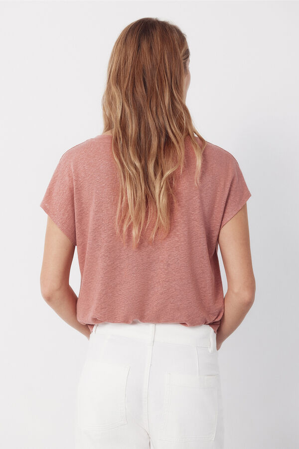 Cortefiel Linen neckline t-shirt with lurex Pink