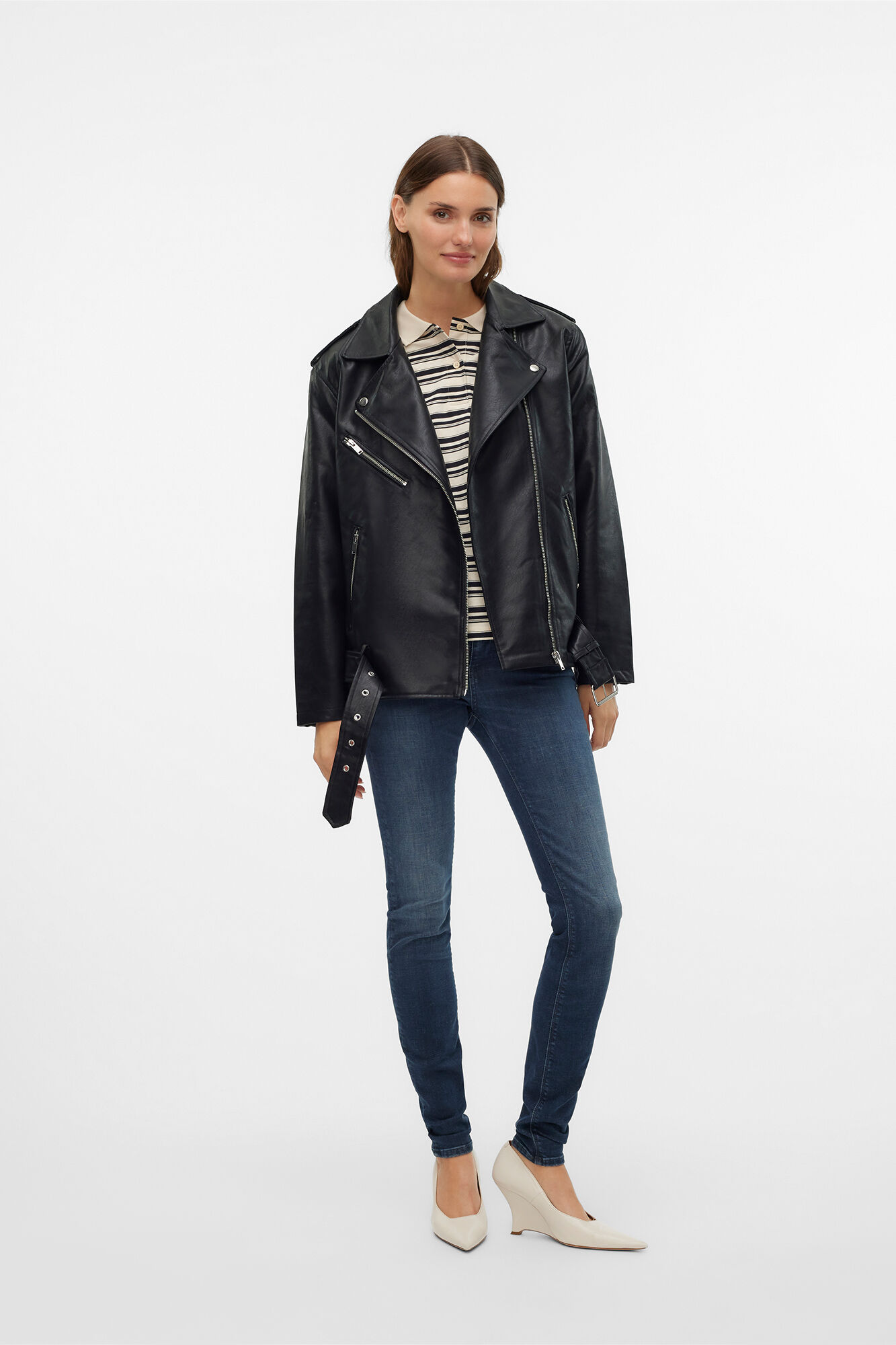 Faux leather biker jacket Women s jackets Cortefiel