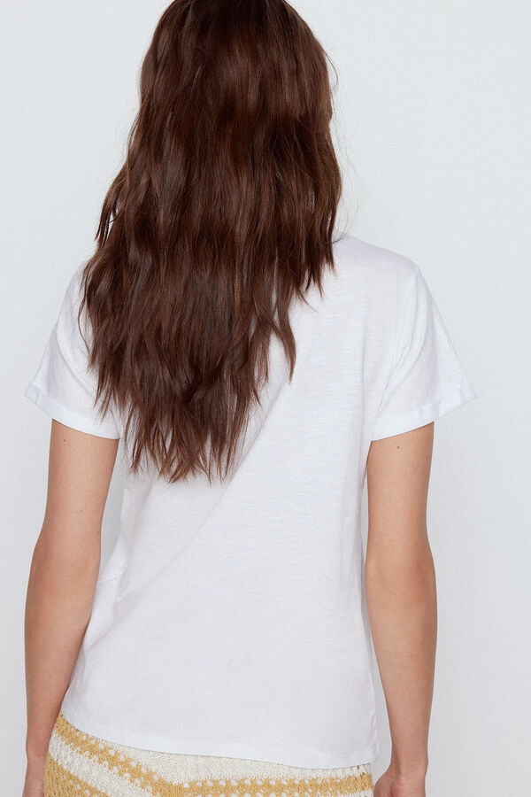 Cortefiel Camiseta algodón manga corta Blanco