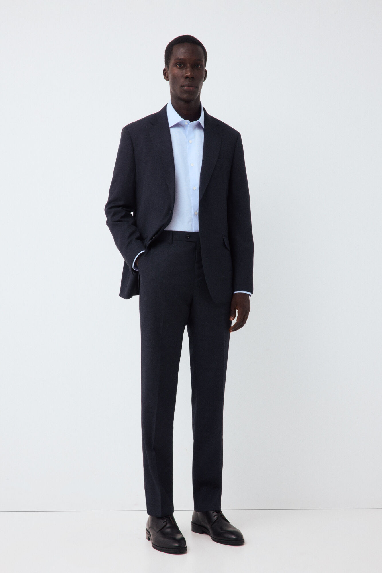 Cortefiel Navy tailored fit bird's eye smart trousers