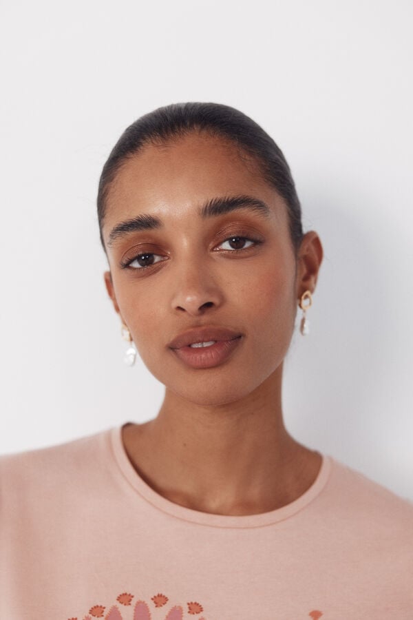 Cortefiel Printed t-shirt Pink