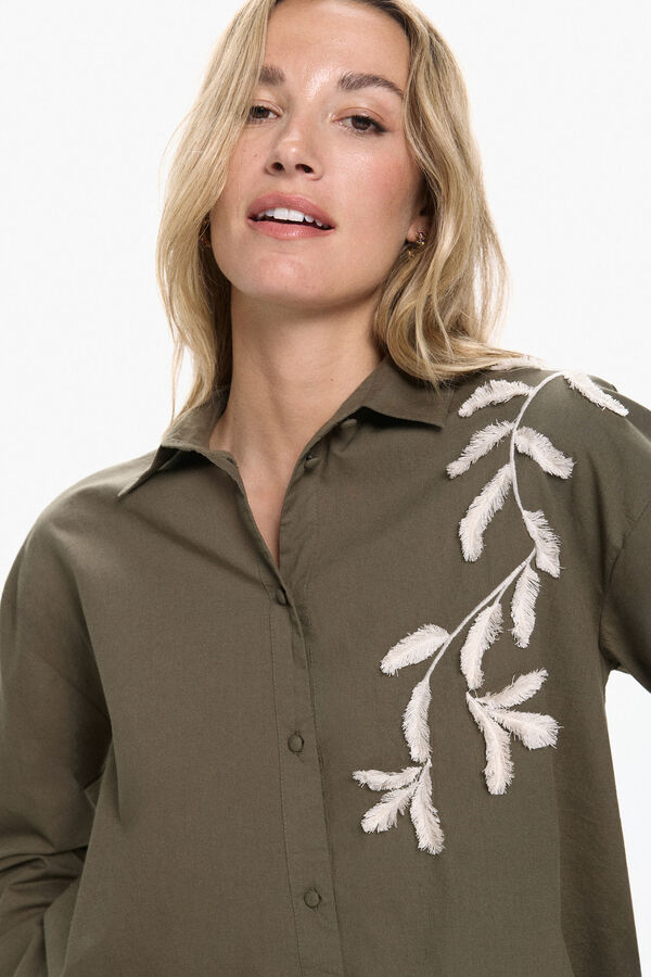 Vero Moda Camisa bordada de algodón orgánico Verde