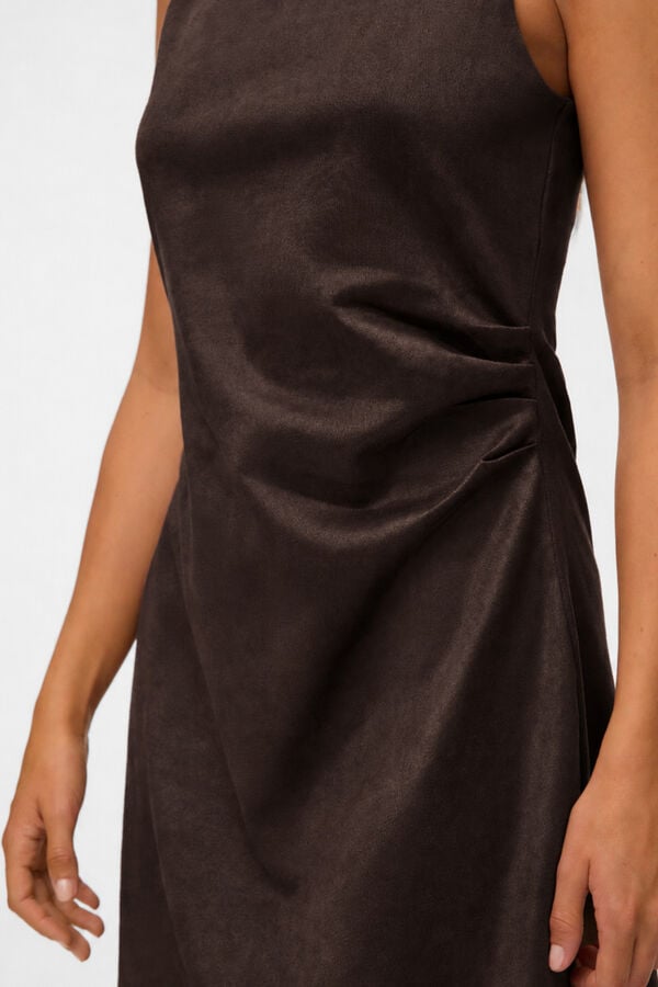 Vero Moda Vestido curto em camur&ccedil;a Castanho