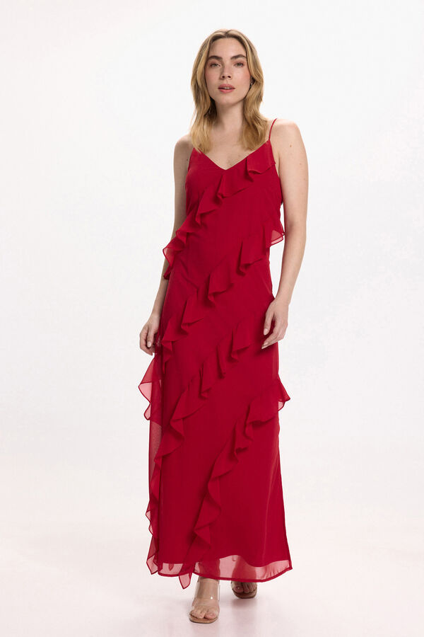 Vila Vestido de gasa midi de fiesta Rojo