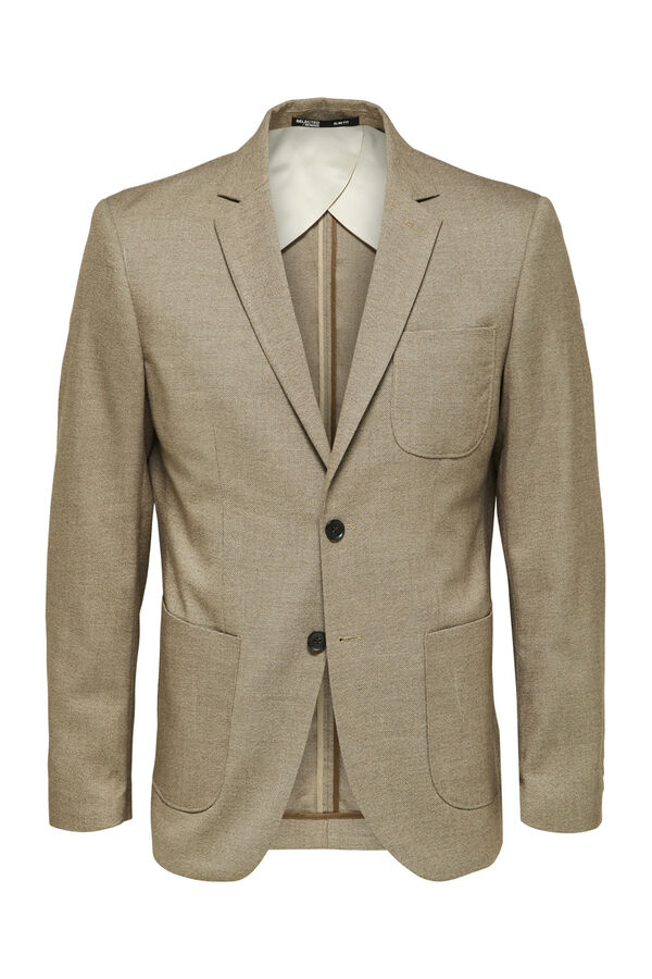 Cortefiel Slim fit blazer made with recycled materials Brown