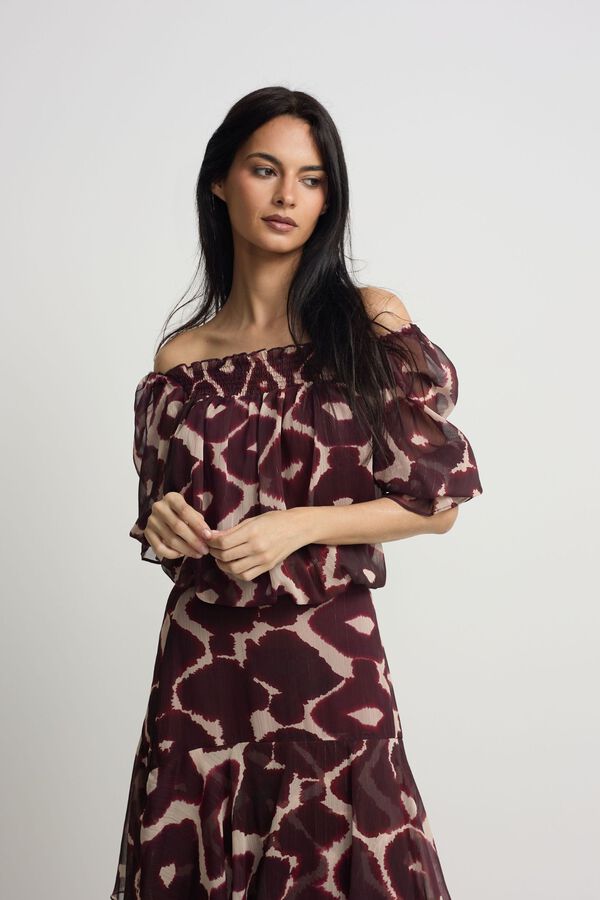 Silbon Printed ruched blouse Printed brown