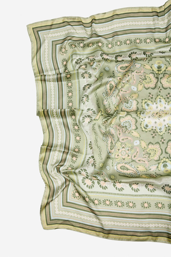Cortefiel Paisley satin scarf Printed grey