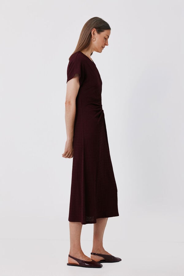 Cortefiel Vestido frunce Granate