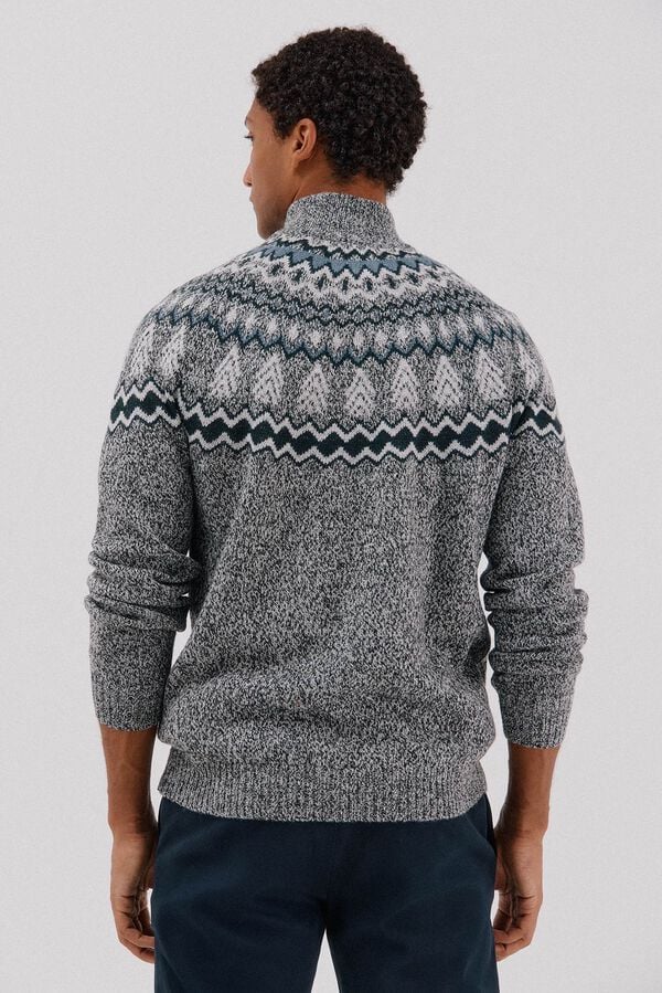 Cortefiel Christmas sweater with a high neck Dark grey