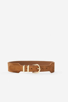 Cortefiel Leather belt with backstitch Nude