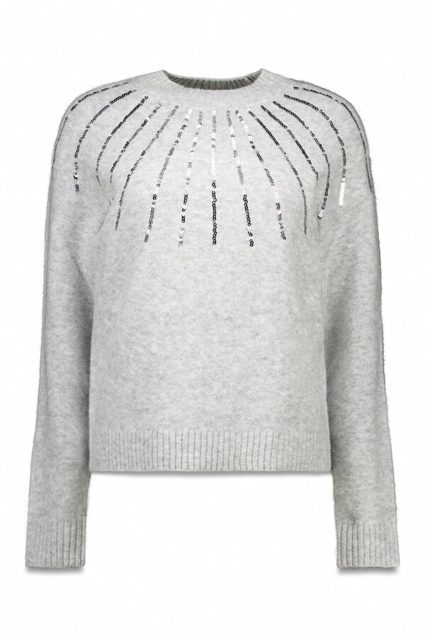 Cortefiel Jersey delantero lentejuelas. Grey