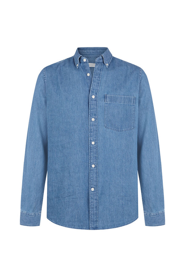 Cortefiel Camisa em denim Azul