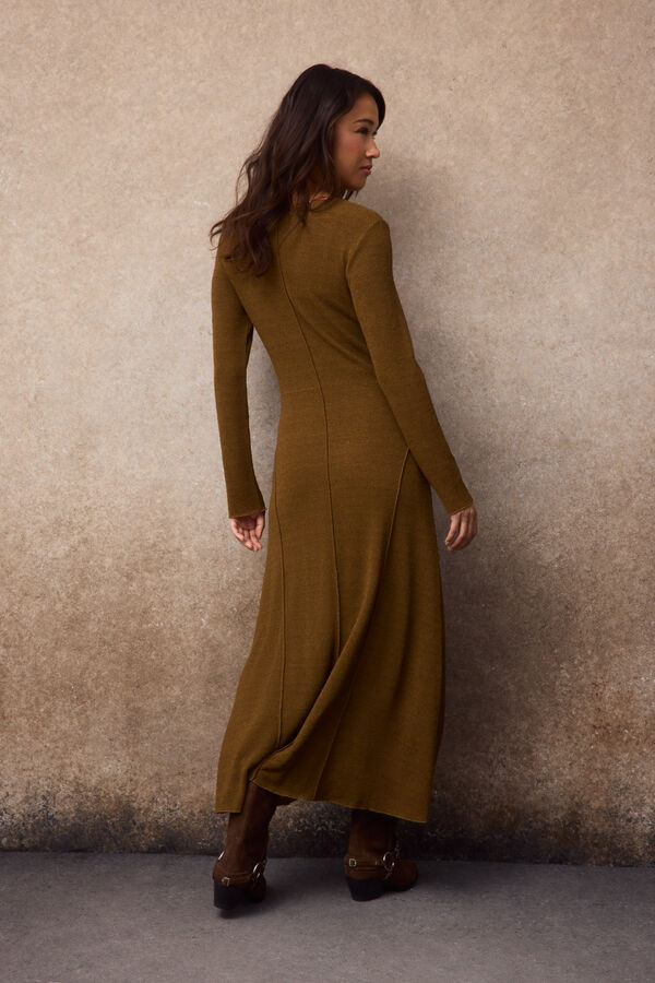 Slowlove Vestido em malha r&uacute;stica Dourado