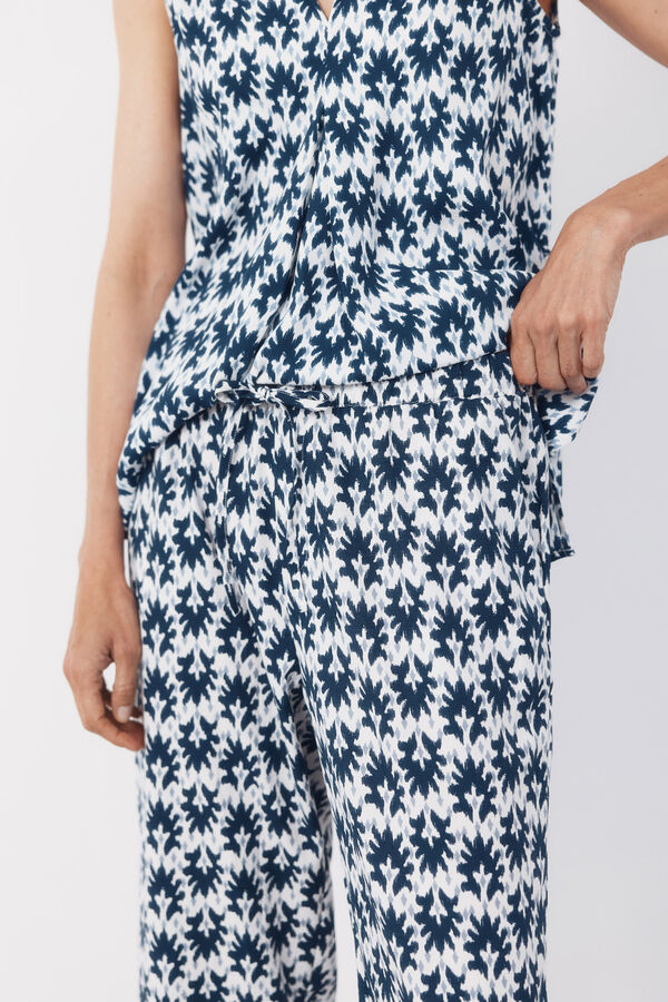 Cortefiel Flowing printed trousers Printed blue