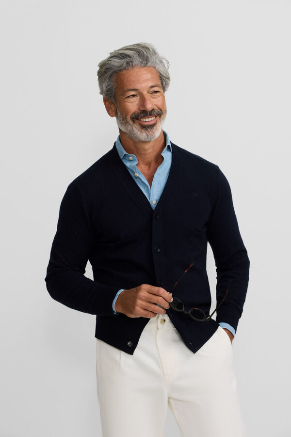 Silbon Casaco de malha clássico Azul