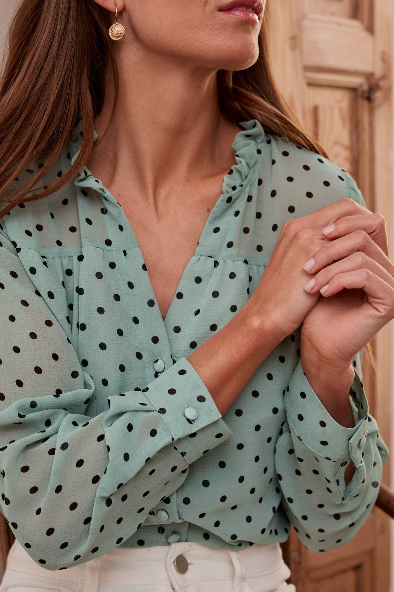 Blusa de topos Elama Blusas de mujer Cortefiel
