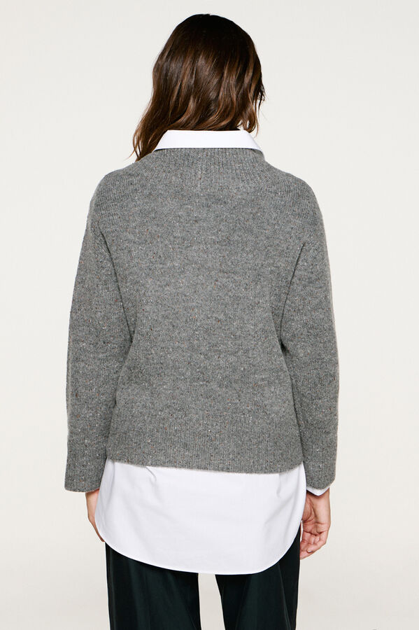Selected V neck wool jumper .  Grey