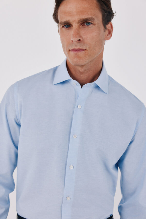Cortefiel Slim fit Ottoman dress shirt Blue