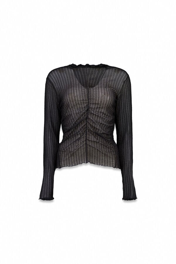 Slowlove Top franzido Preto