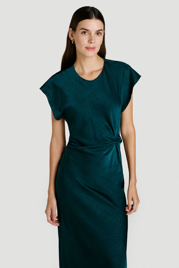 Vila Vestido comprido acetinado de festa Verde