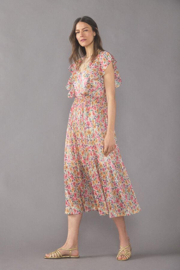 Cortefiel Printed dress with lurex Multicolour
