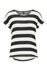 Cortefiel Women's short-sleeved striped t-shirt Black