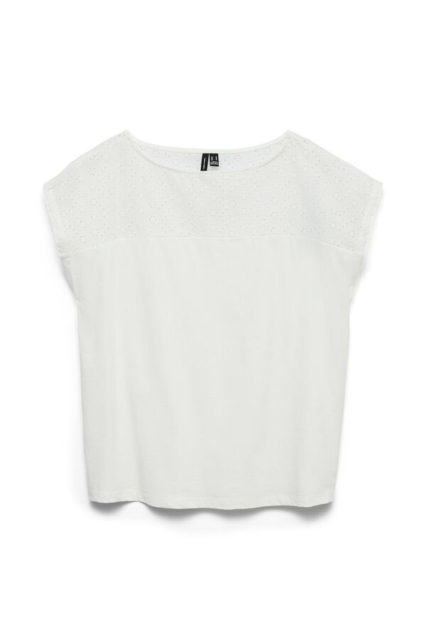 Vero Moda Top de manga curta com detalhes vazados Branco