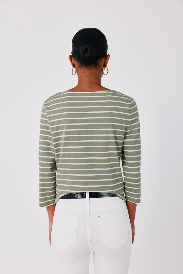 Cortefiel Boat neck T-shirt Printed green
