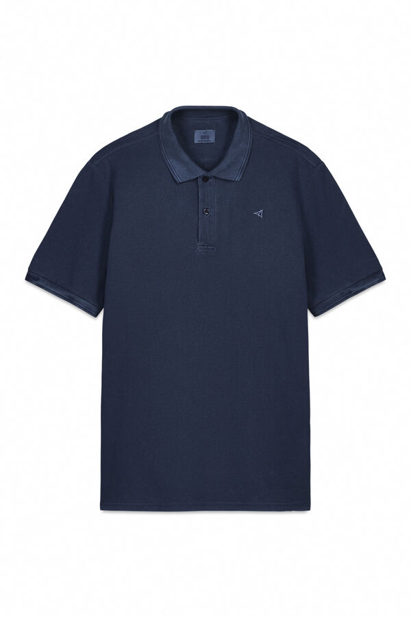 OOTO Polo piqué lavado bordado avión Azul oscuro