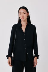 Cortefiel Camisa fluida crepe Negro